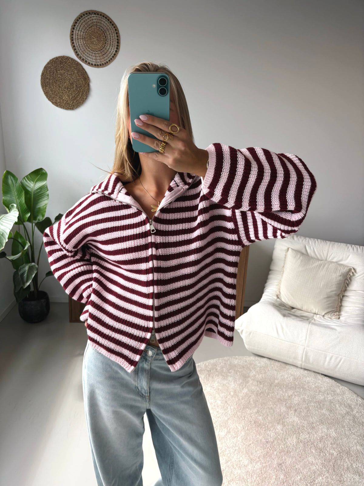 Nordic Wrap | Cardigan na zip – Pruhovaná