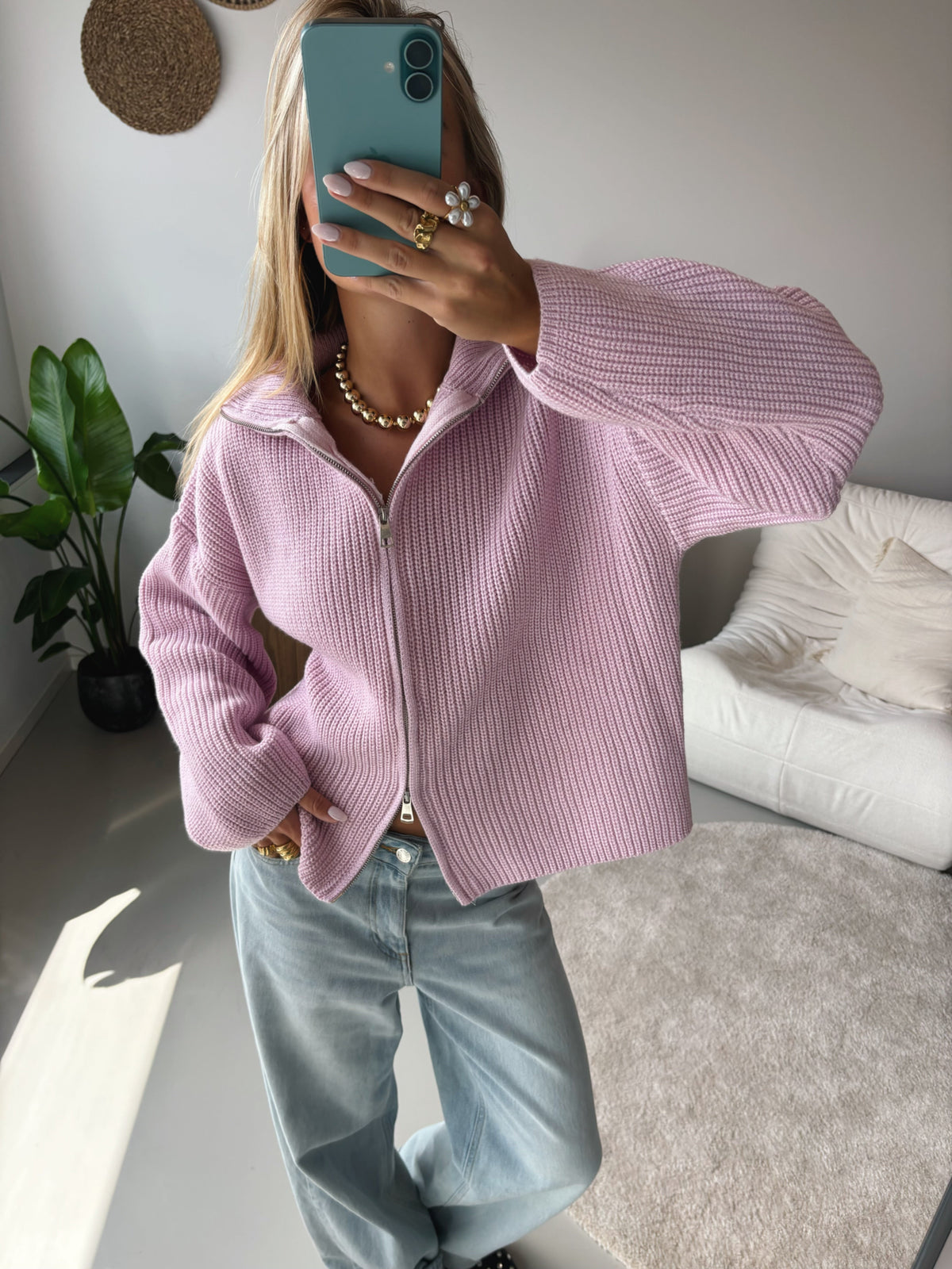 Nordic Wrap | Cardigan na zip – Růžová
