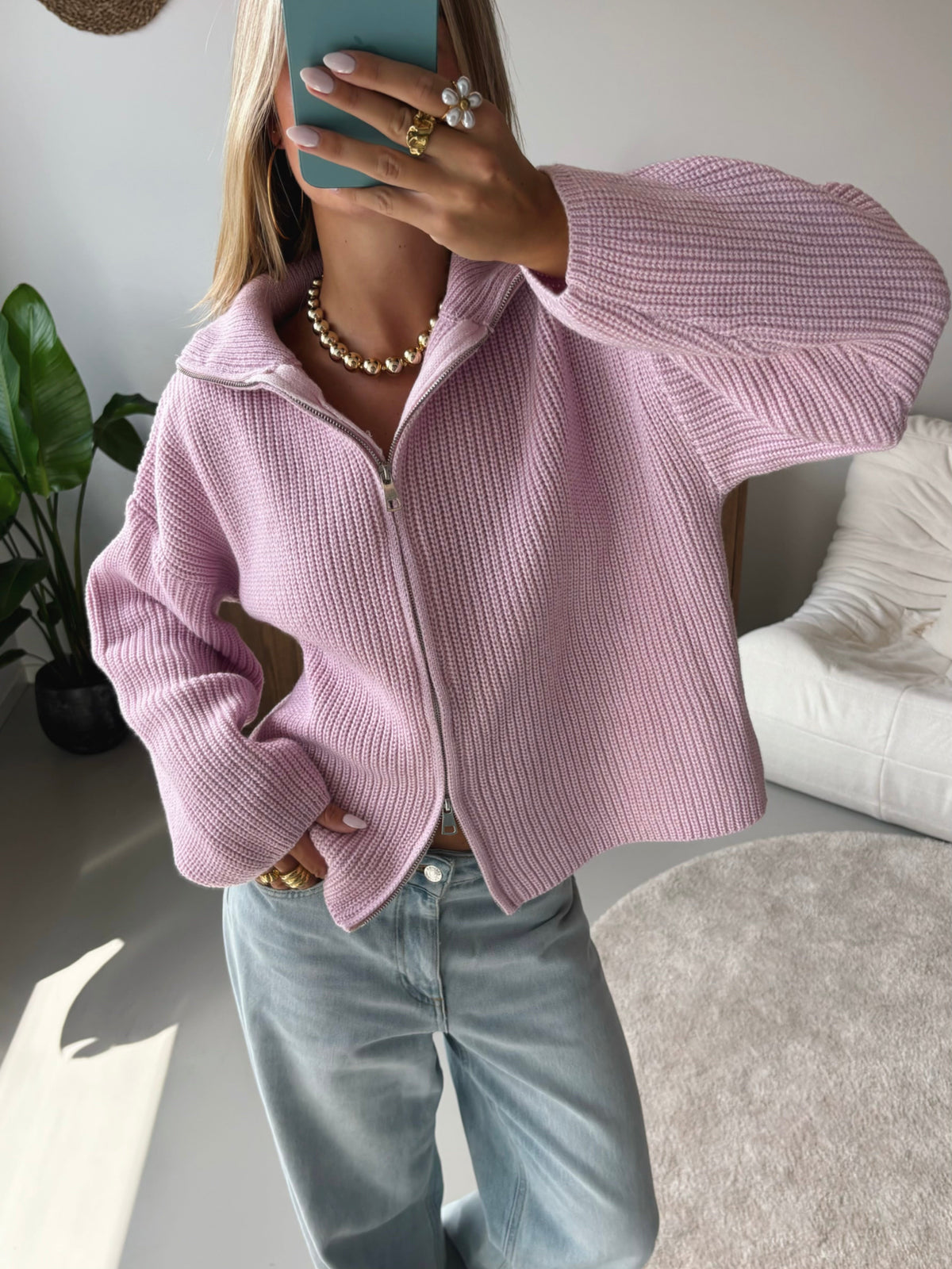 Nordic Wrap | Cardigan na zip – Růžová