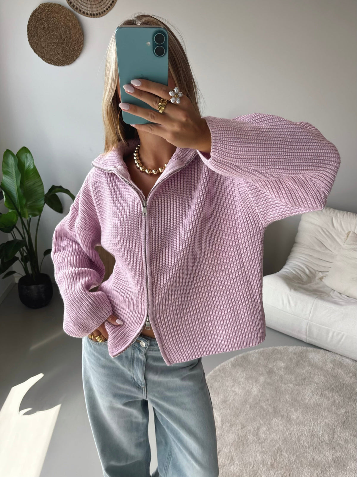 Nordic Wrap | Cardigan na zip – Růžová