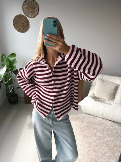 Nordic Wrap | Cardigan na zip – Pruhovaná