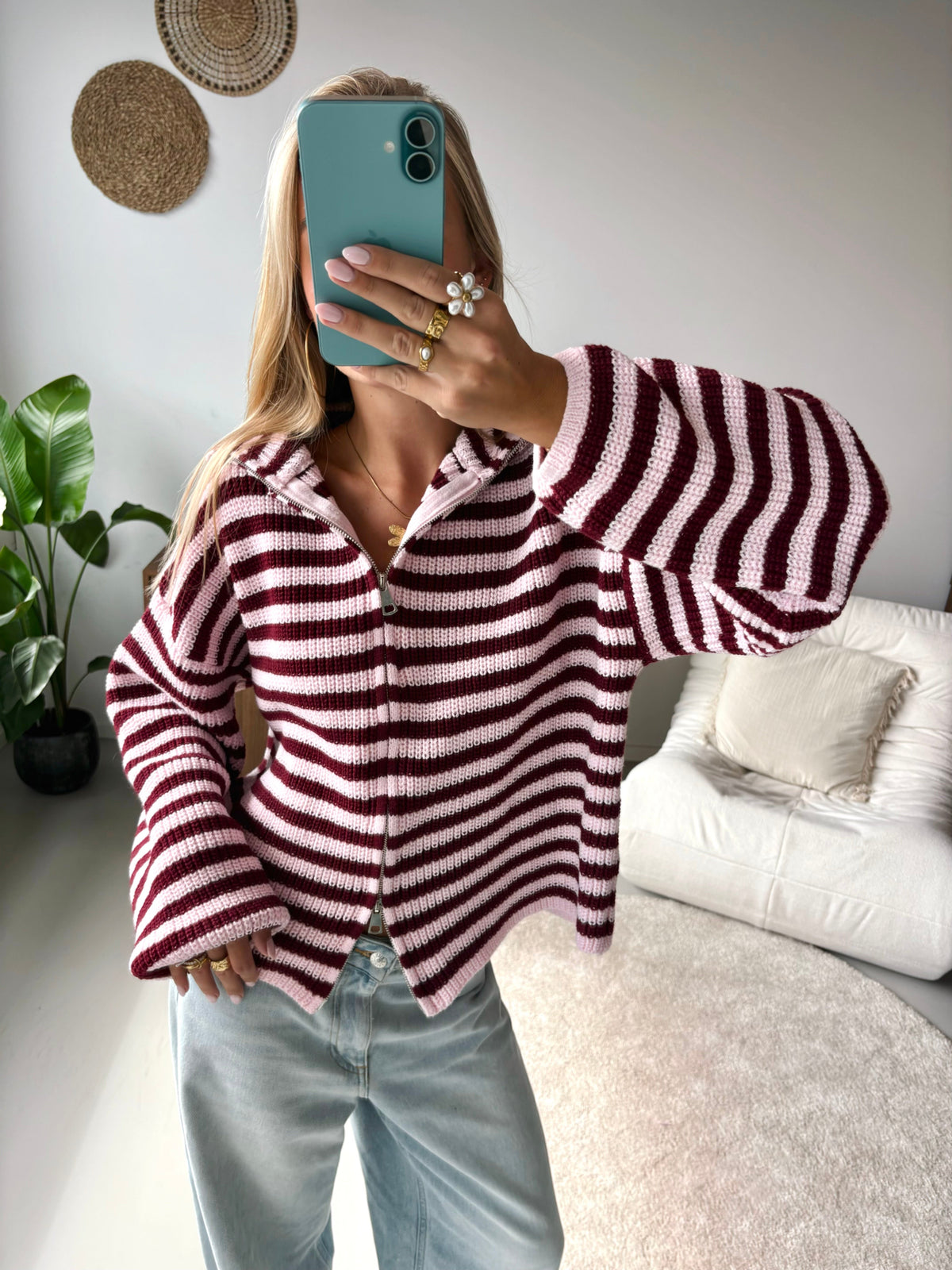 Nordic Wrap | Cardigan na zip – Pruhovaná