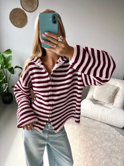 Nordic Wrap | Cardigan na zip – Pruhovaná