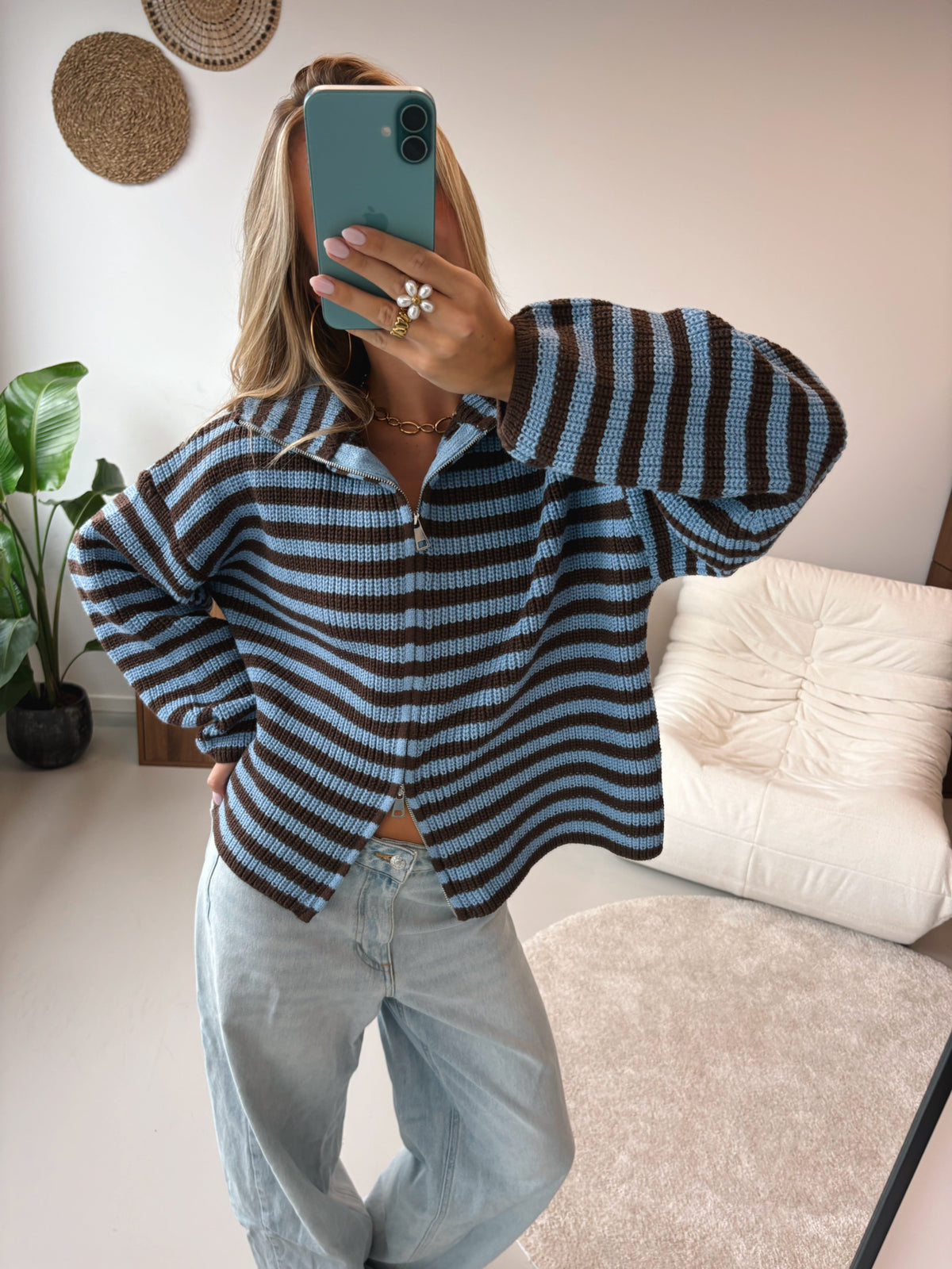 Nordic Wrap | Cardigan na zip – Modrá