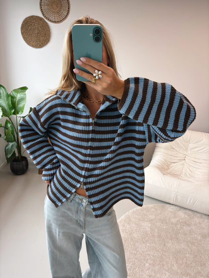 Nordic Wrap | Cardigan na zip – Modrá